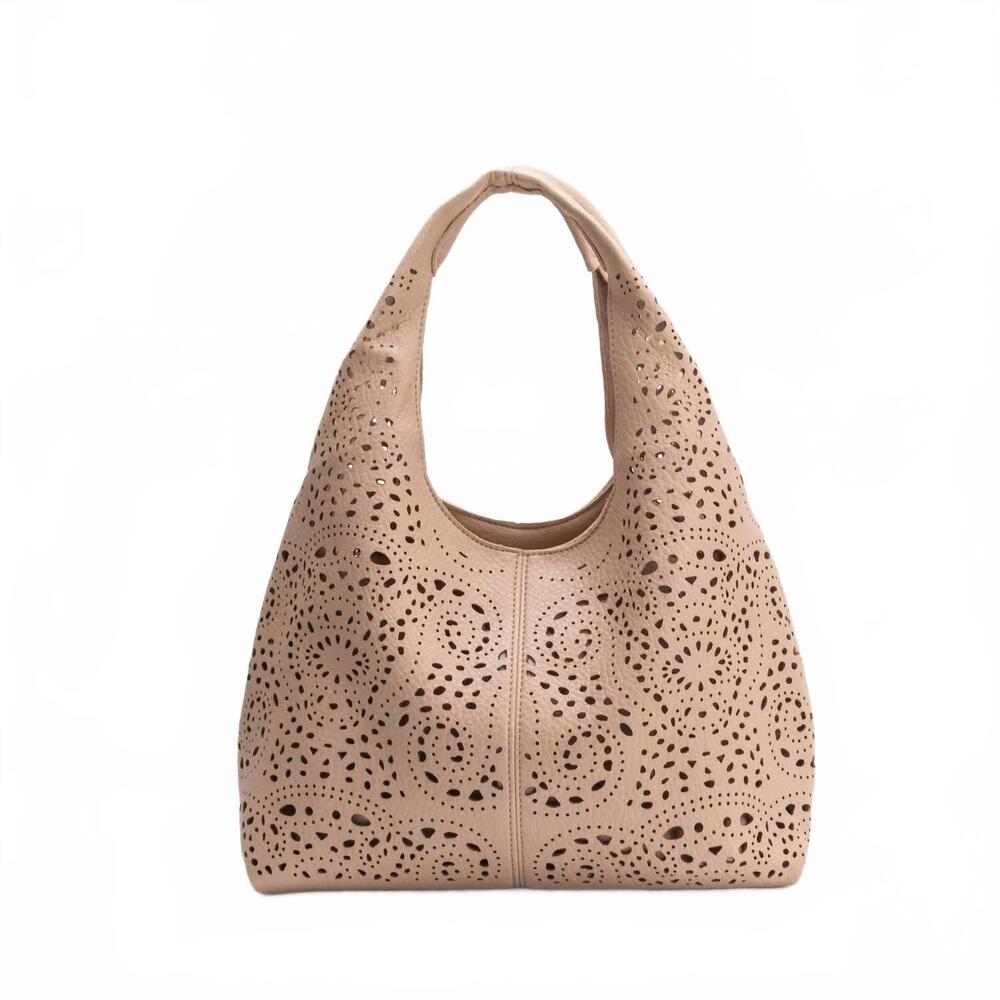NEW MELIE BIANCO women's small recycled vegan leather tote bag in farrow nude